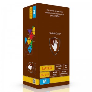 DL215 Safe&Care перчатки смотровые латексные неопудренные повышенной прочности, размер M